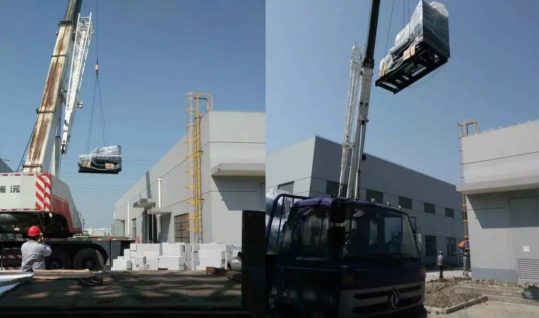 上海客戶現場機組卸車就位